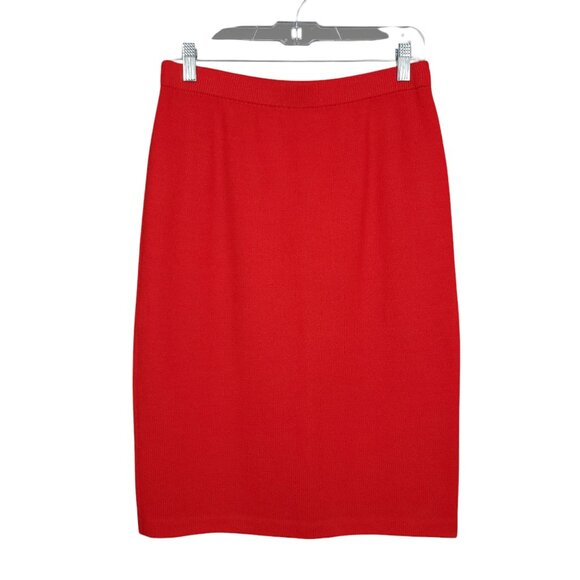 NWT ST. JOHN COLLECTION Skirt Size 8 Red Santana Knit Wool Pull On Marie Gray